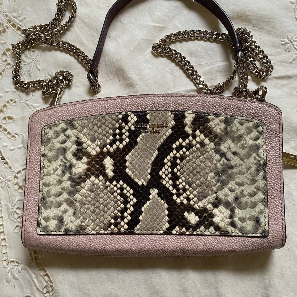 Kate Spade Dusty Rose Leather with Python. Never Used. Chain and Leather Strap.